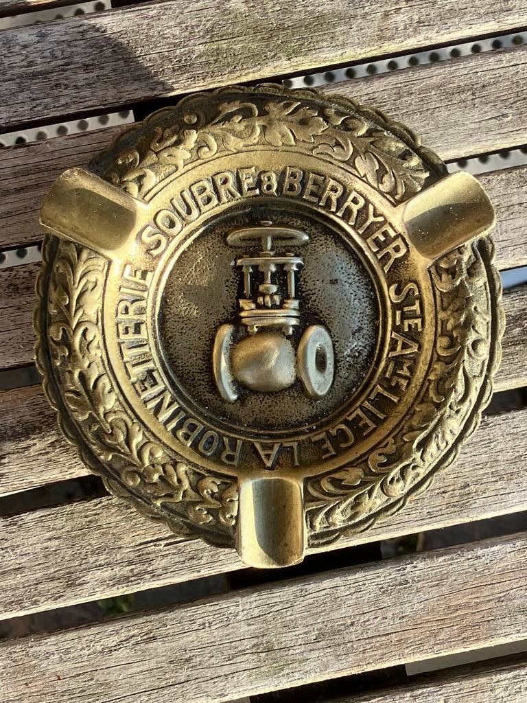 Vintage bronzen asbak industriele kranen luik brandweer, Antiek en Kunst, Antiek | Koper en Brons, Ophalen of Verzenden