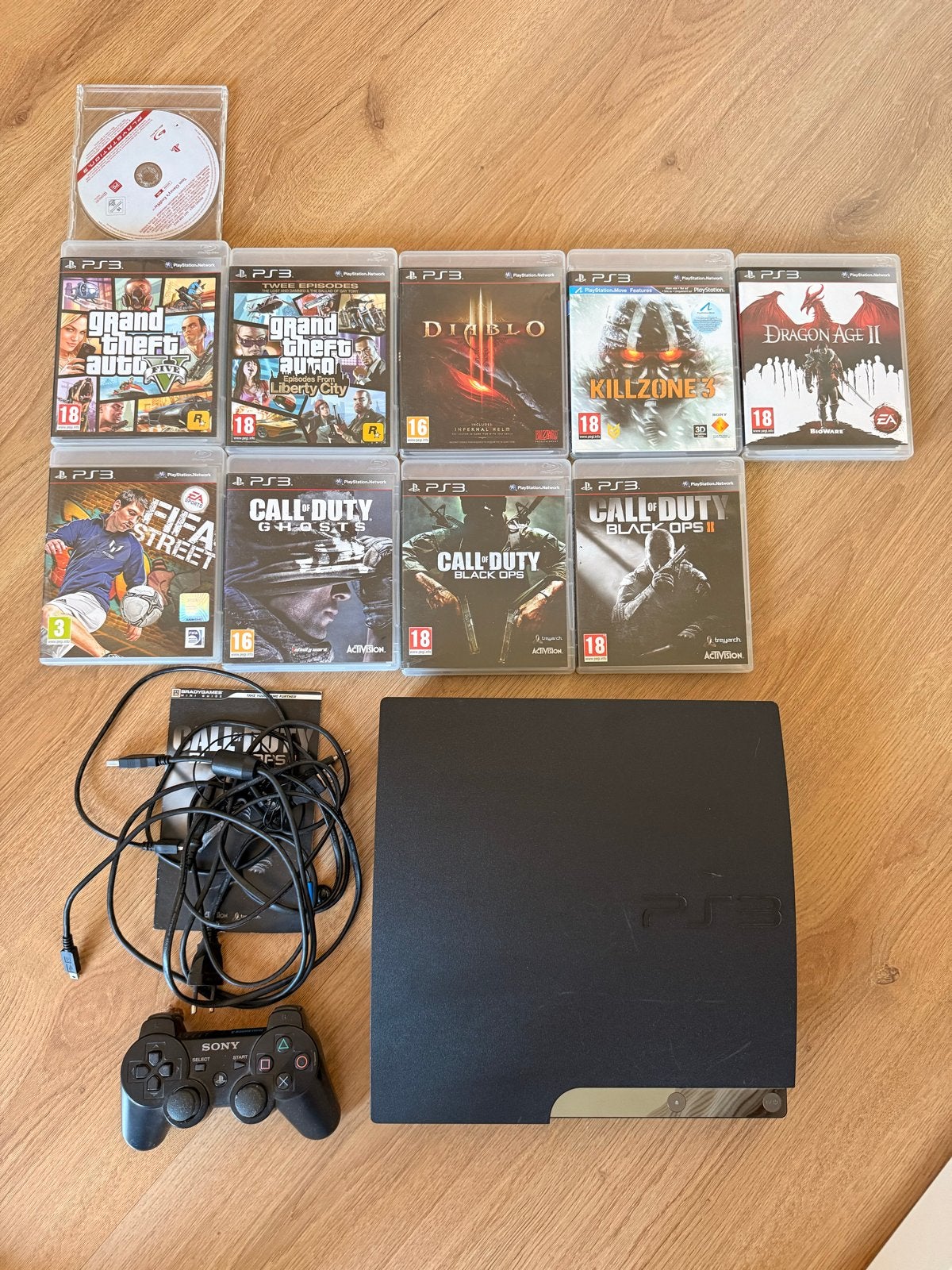 PlayStation 3 Super Slim met games en controller, Ophalen, Super Slim, 250 GB, Met 1 controller