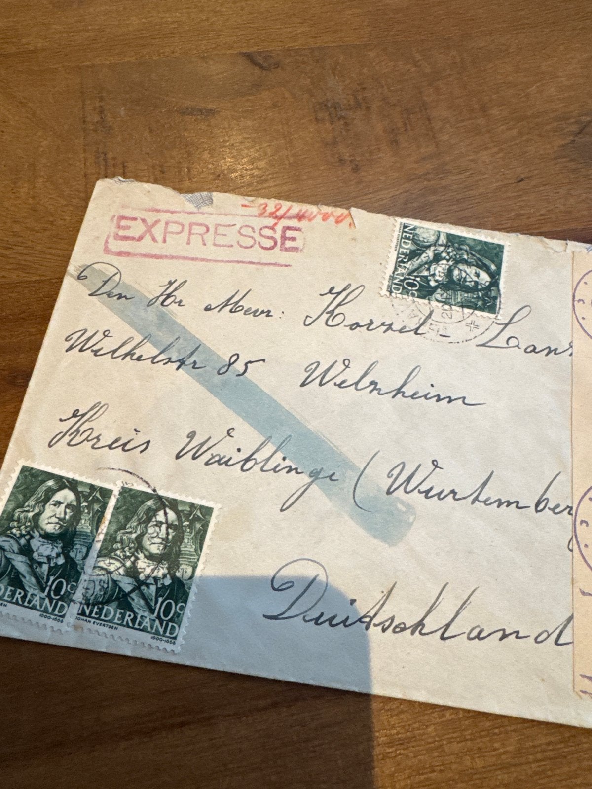 Oude envelop met postzegels en censuur uit WOII (m2444478360 ...