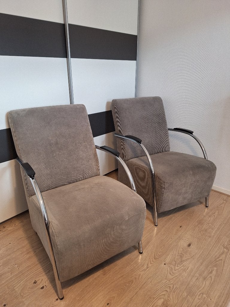 2 Fauteuils, Huis en Inrichting, Ophalen, Gebruikt, 75 tot 100 cm, Metaal