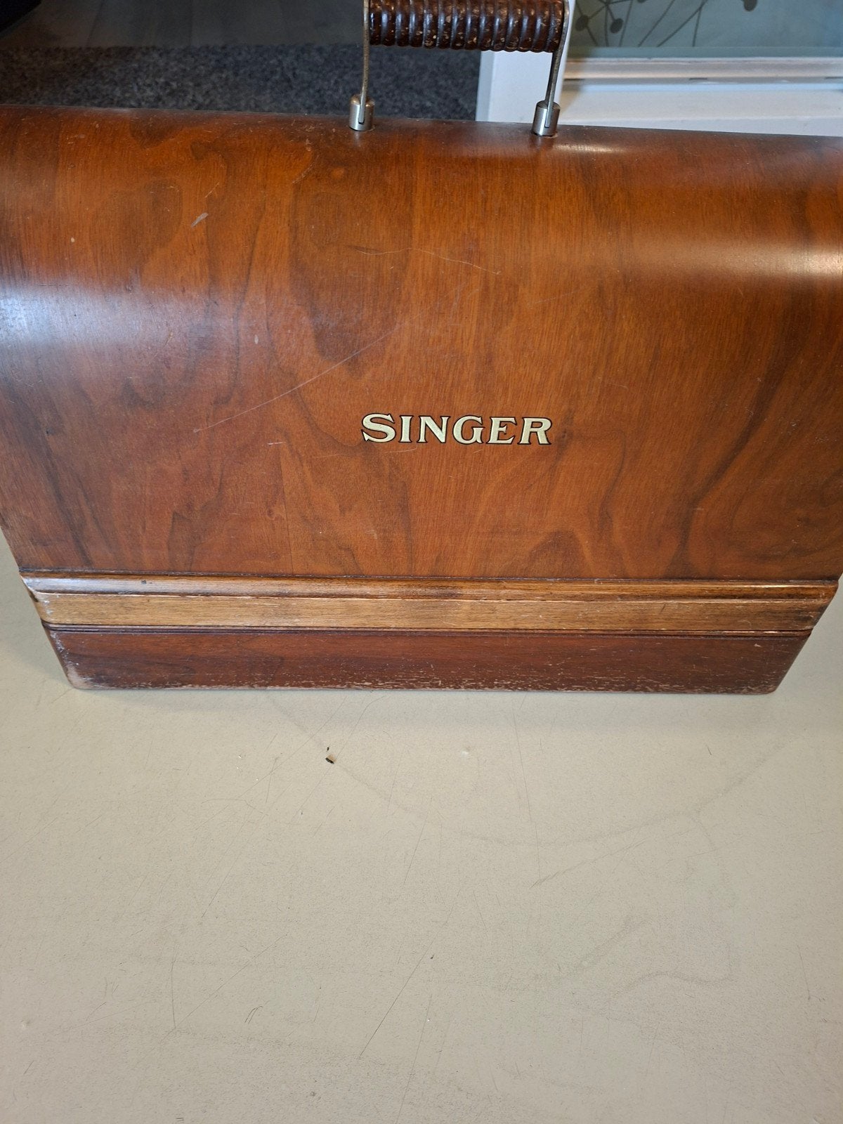 Vintage Singer Naaimachine in Houten Koffer, Hobby en Vrije tijd, Naaimachines en Toebehoren, Ophalen of Verzenden, Gebruikt, Naaimachine
