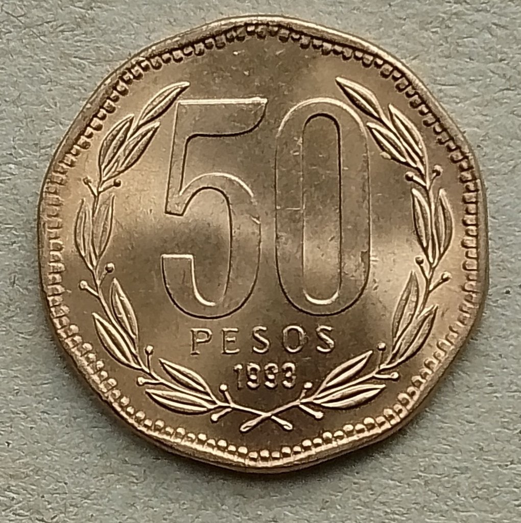 Chili, 50 pesos 1993, Ophalen of Verzenden, Zuid-Amerika, Losse munt