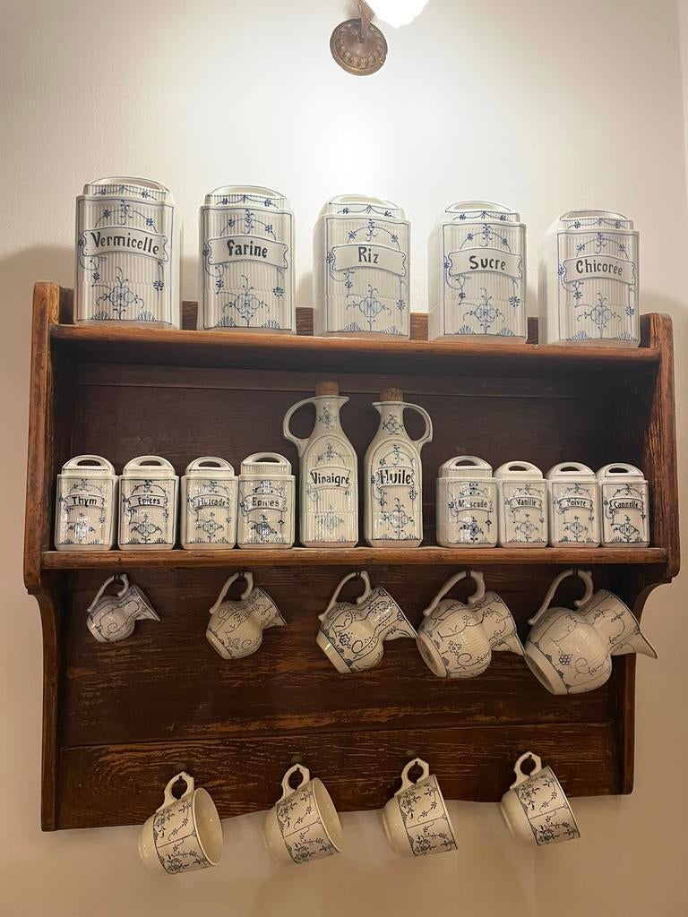 Houten rek met kruidenpotten, Boch / Meissen, Antiek en Kunst, Ophalen