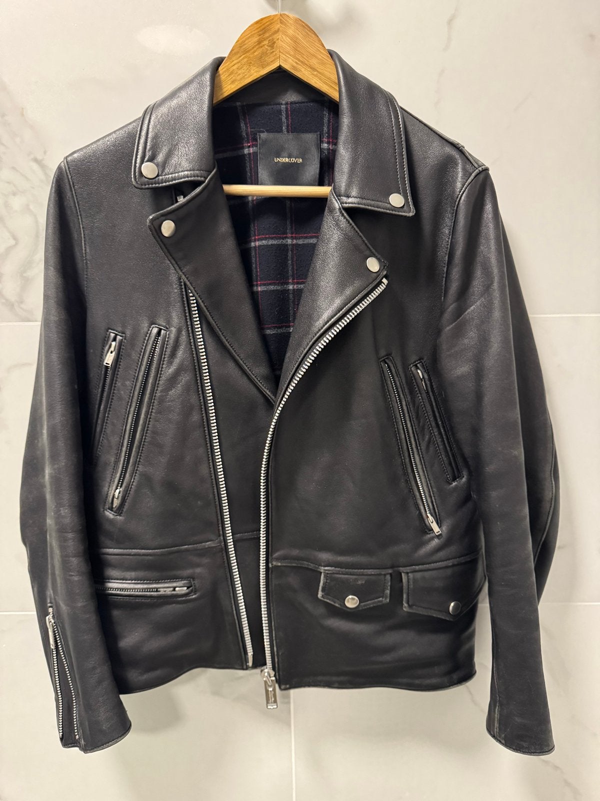 Undercover Lamb Leather Biker Jacket (Black, Size 1 / Small), Zwart, Ophalen of Verzenden, Jasje, Maat 36 (S)