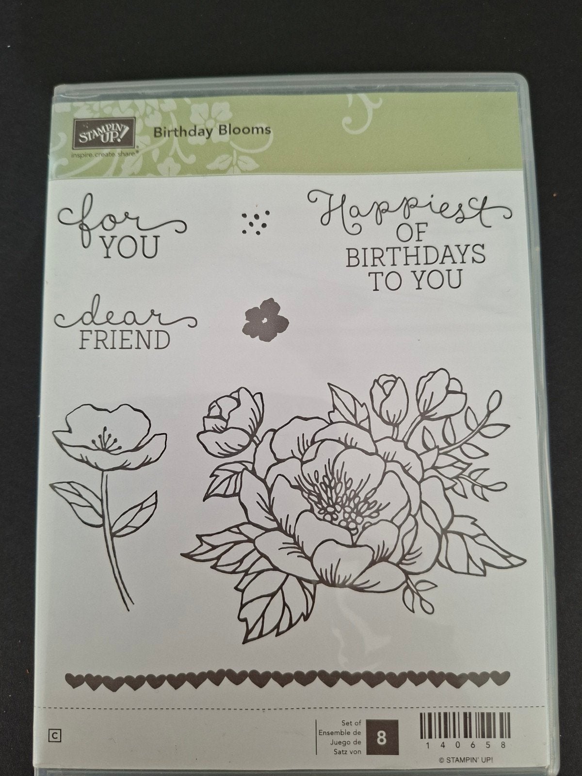 Stampin' Up! Birthday Blooms stempelset, Hobby en Vrije tijd, Ophalen of Verzenden, Zo goed als nieuw, EZ-mounted stempel