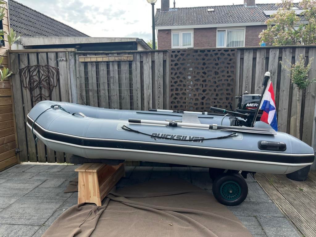 Quicksilver 320 Sport met 6 pk buitenboordmotor, Watersport en Boten, Ophalen, Aluminium, Quicksilver, Zo goed als nieuw