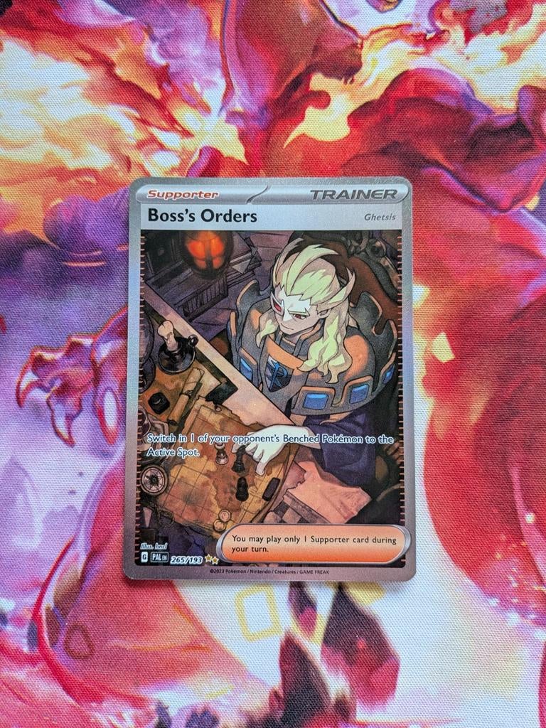 Boss's Orders Full Art #265 Pokemon Paldea Evolved, Ophalen of Verzenden, Zo goed als nieuw, Losse kaart, Foil