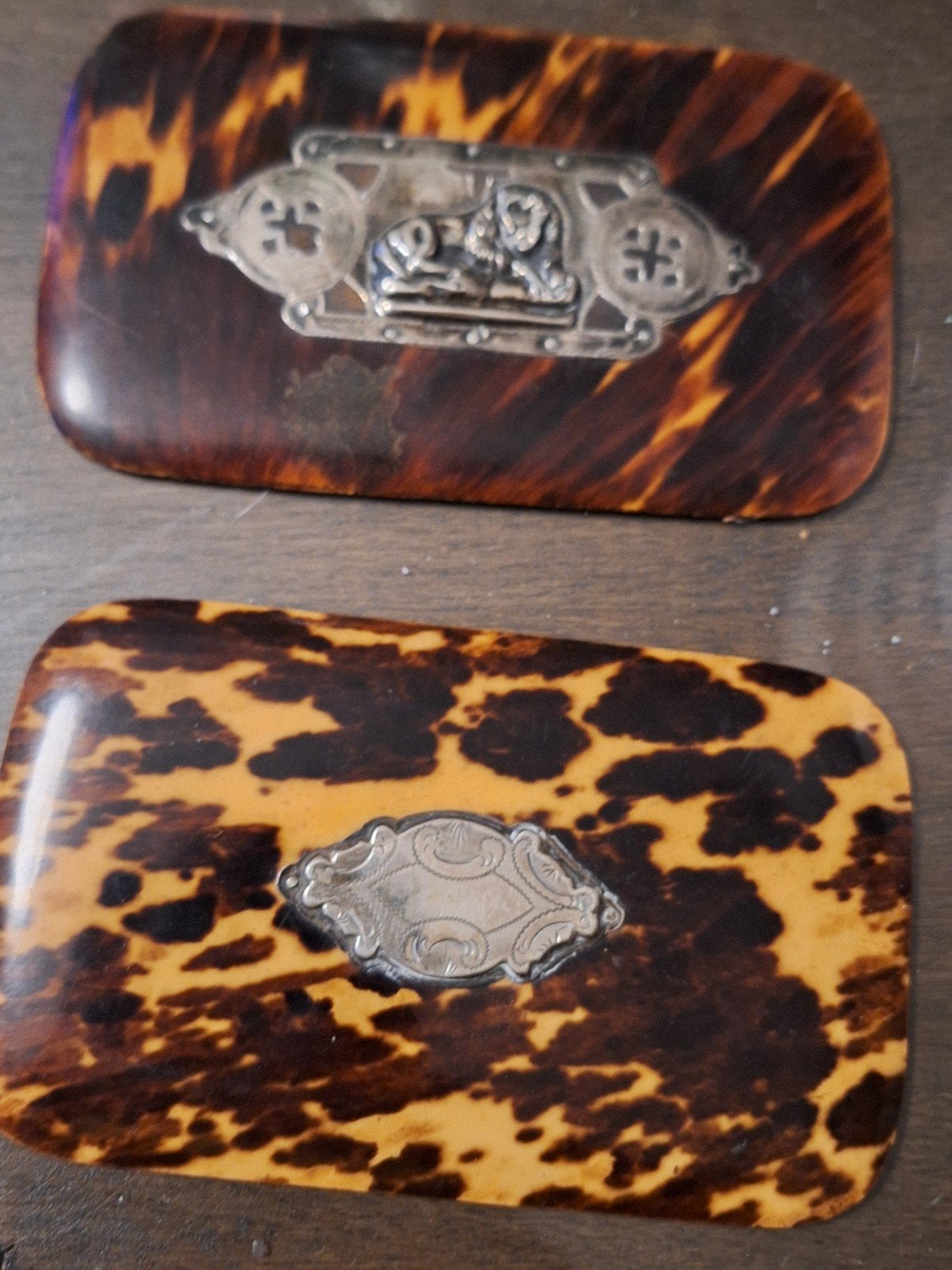 Antieke Schildpad Plaatjes met Zilveren Beslag, Antiek en Kunst, Ophalen of Verzenden
