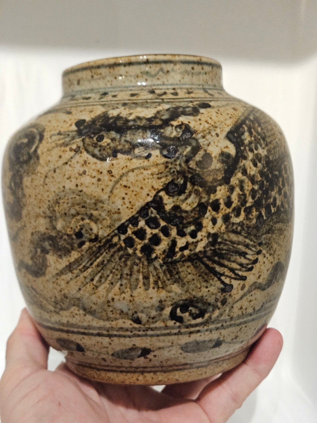 Vintage Chinese vaas Chinees keramiek pot phoenix feniks, Verzenden