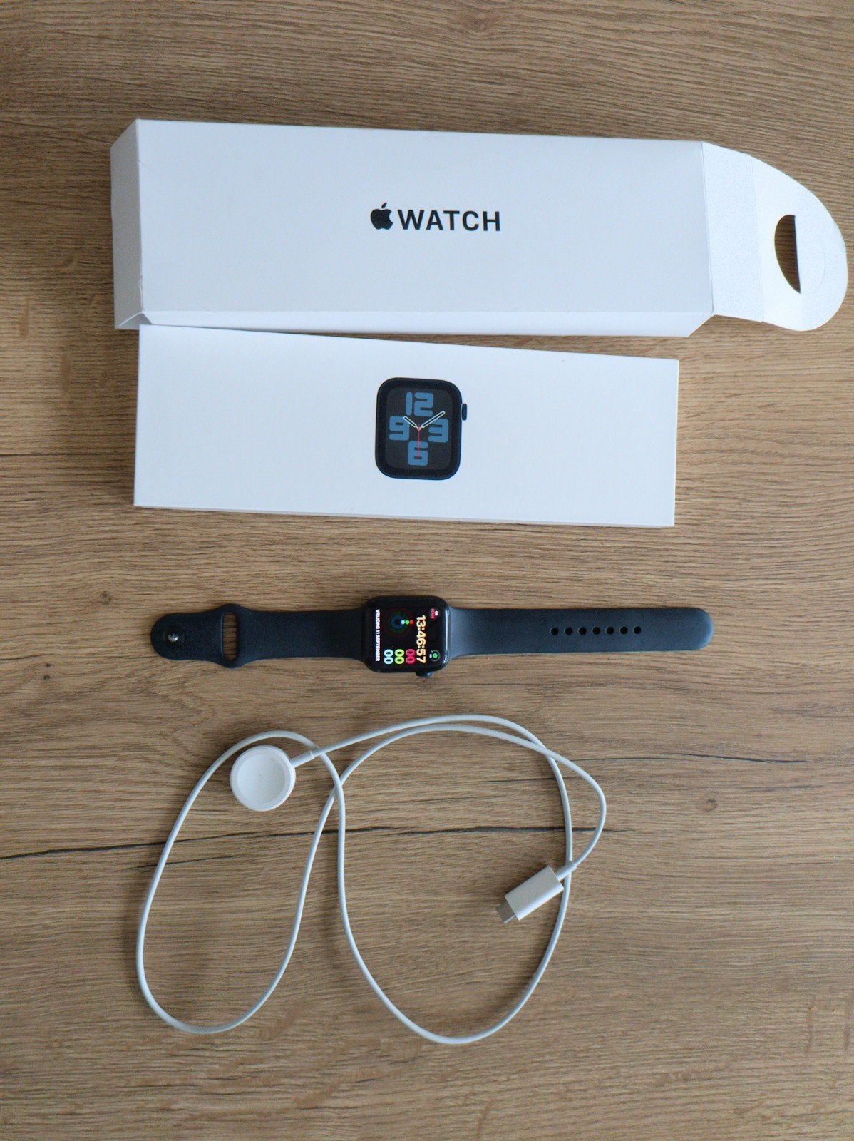 Apple Watch SE Gen 2 40mm Midnight met M/L bandje, Ophalen, Stappen, Gebruikt, Zwart