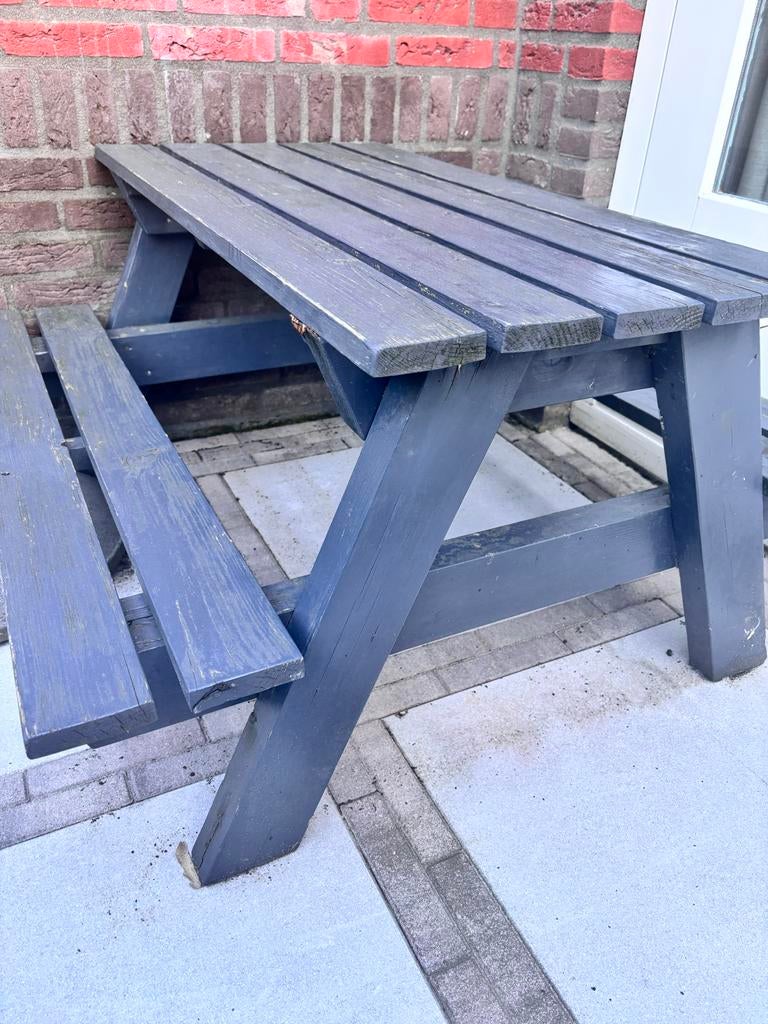 Stevige kinderpicknicktafel, Tuin en Terras, Picknicktafels, Ophalen, Zo goed als nieuw, Hout, Kinderpicknicktafel