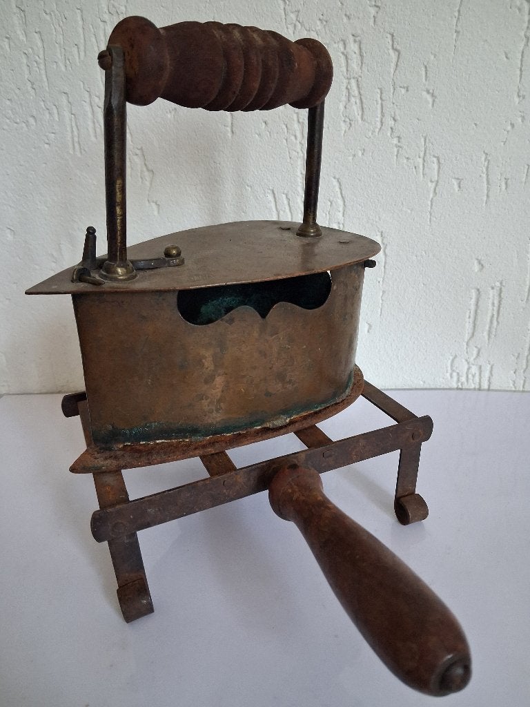 Antiek koperen kolen strijkbout, Antiek en Kunst, Ophalen, Koper