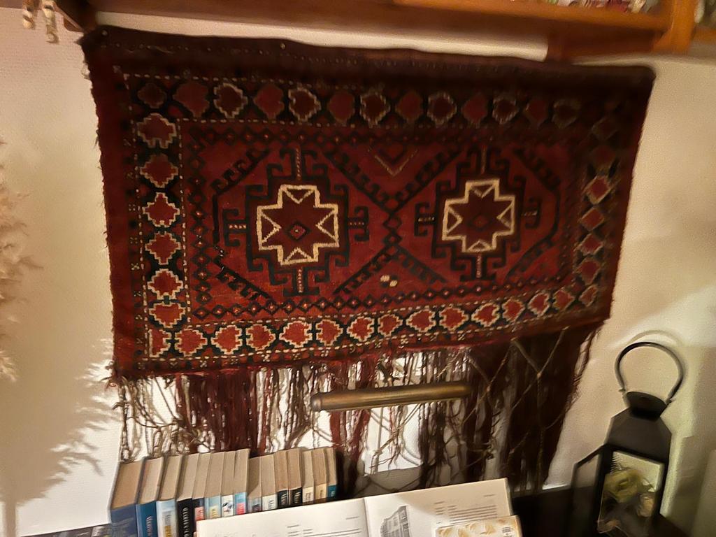 Handgeknoopt Oosters wandkleed (109x53 cm) – warme kleuren, Ophalen of Verzenden