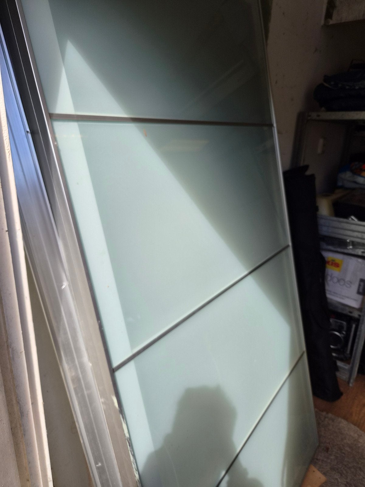 Glazen schuifdeur met aluminium voor kledingkast frame, Ophalen, 80 tot 100 cm, Overige typen, Minder dan 200 cm