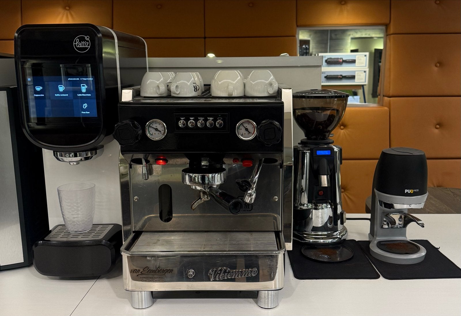 Professionele Espresso Machine Set - Vibiemme & Lattiz, Stoompijpje, Gebruikt, 10 kopjes of meer, Combi