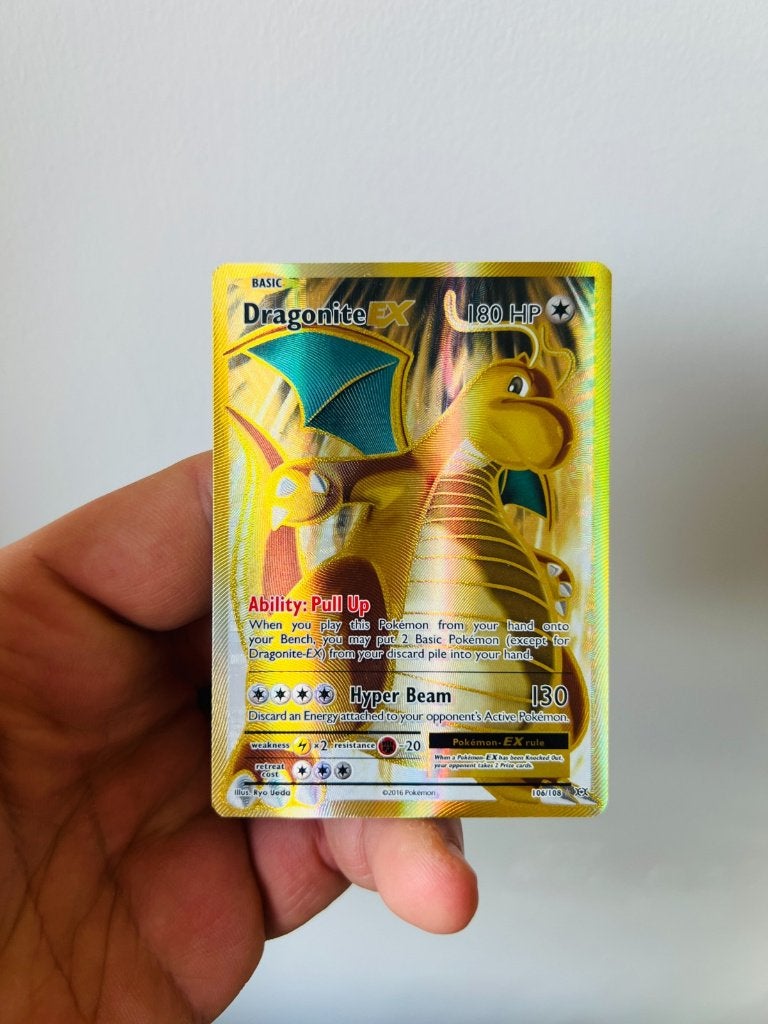 Dragonite EX 106/108 XY Evolutions Full Art Gold Ultra Rare, Hobby en Vrije tijd, Verzamelkaartspellen | Pokémon, Verzenden, Zo goed als nieuw