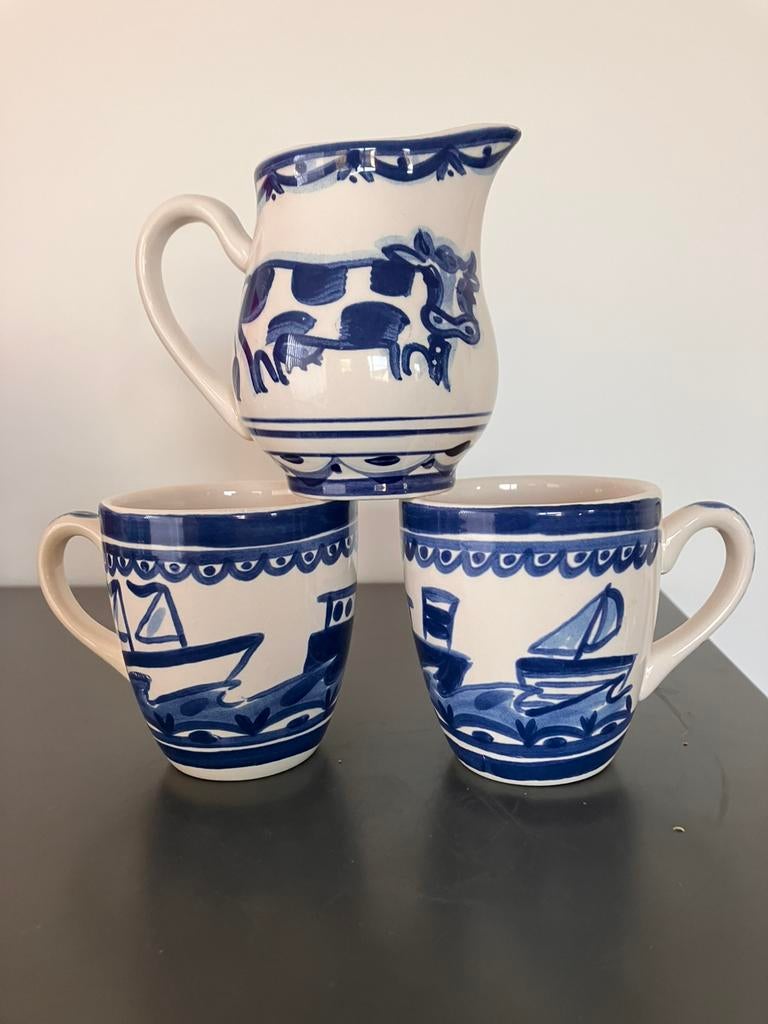 BLOND bekers 5 x en melkkannetje, Huis en Inrichting, Keuken | Servies, Ophalen of Verzenden, Zo goed als nieuw, Overige stijlen