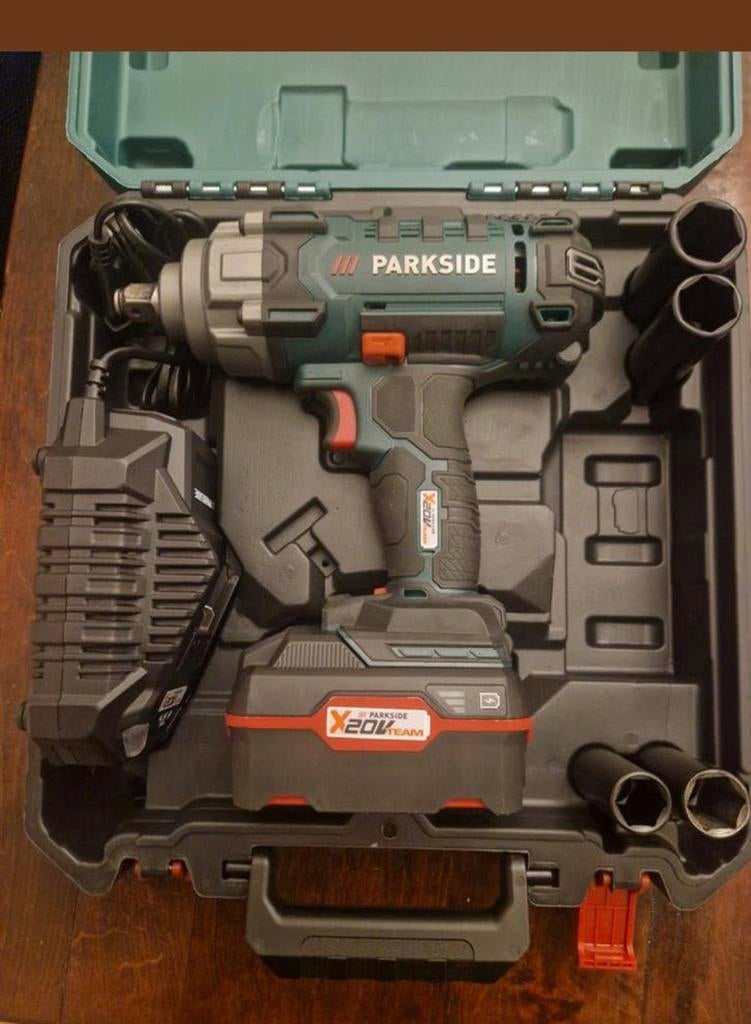 Parkside Accu-slagmoersleutel 20V set met 4Ah accu en lader, Ophalen of Verzenden, Nieuw, Overige typen, Variabele snelheid