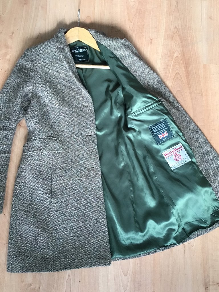 Jas van Harris Tweed, Wellington, Zo goed als nieuw, Harris Tweed, Groen, Ophalen