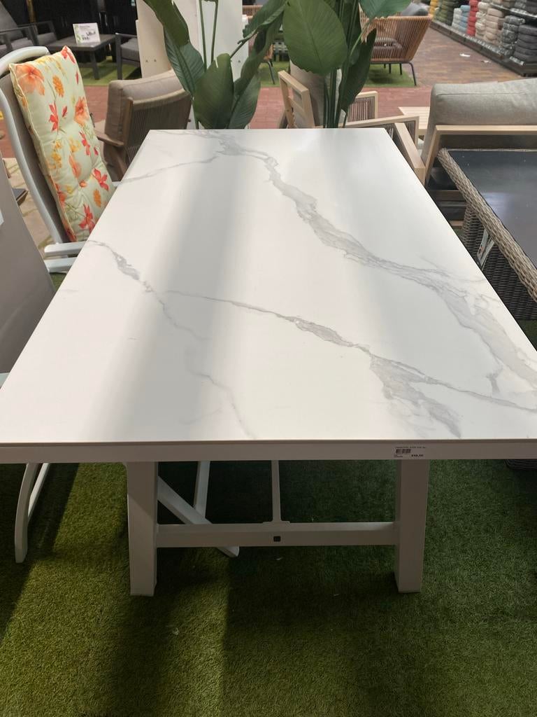 Intratuin tafel alexa 180 x 100 cm Witte eettafel marmerlook, Ophalen of Verzenden, Gebruikt, Rechthoekig, Overige materialen
