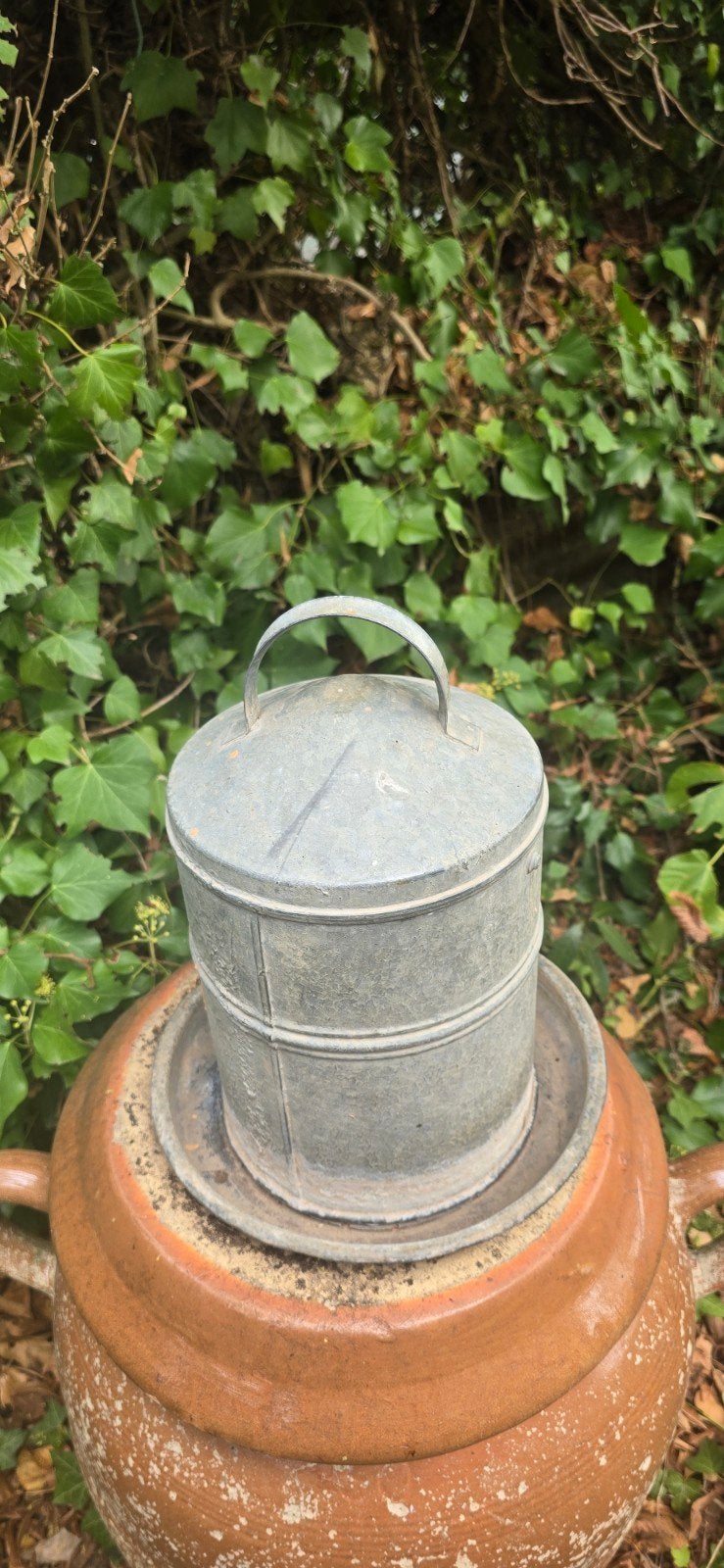 Oude Franse metalen waterbak kippen, Antiek en Kunst, Ophalen of Verzenden