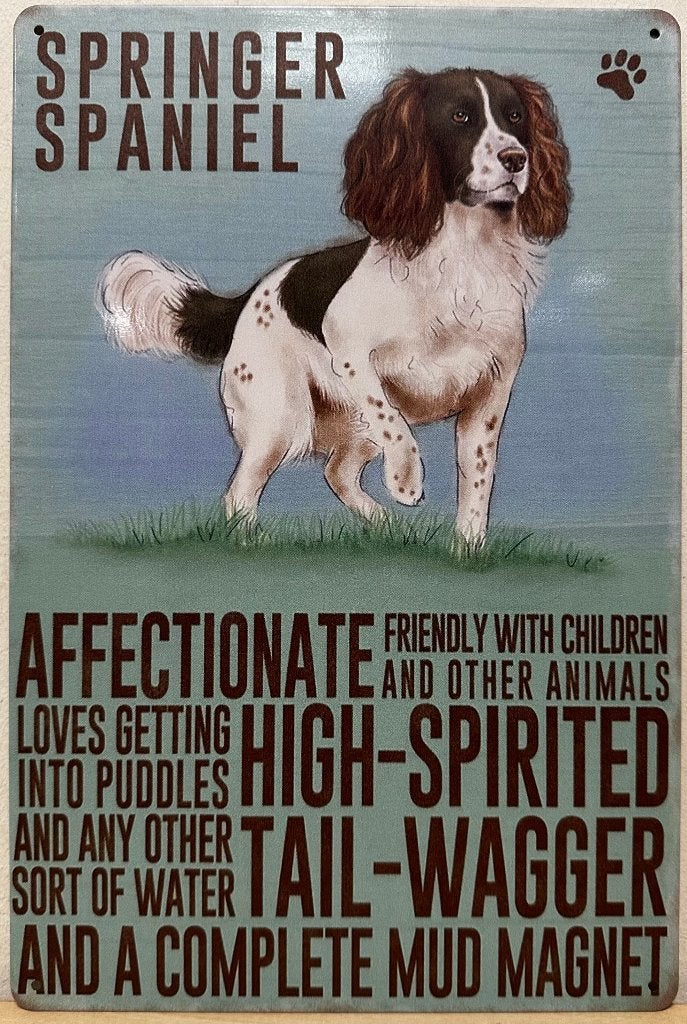 Springer Spaniel hond eigenschappen reclamebord van metaal, Dieren en Toebehoren, Info@deconoord.nl, Deco Noord, Nieuw, Ophalen of Verzenden