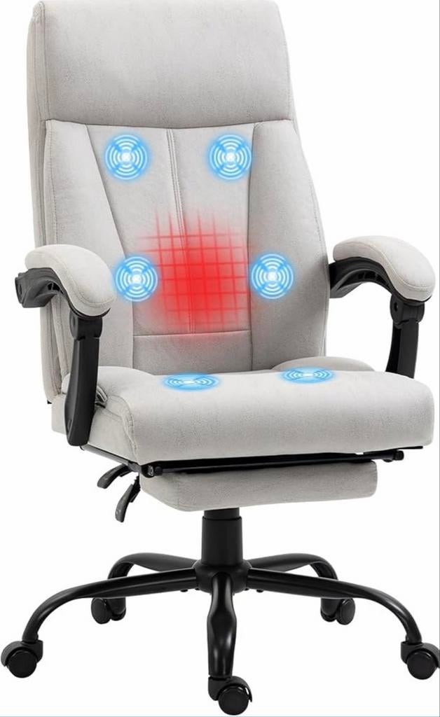 Ergonomische Bureaustoel met Massagefunctie - Grijs, Ophalen, Zo goed als nieuw, Grijs, Bureaustoel