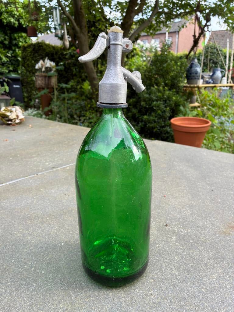 Originele oude groene spuitfles, Antiek en Kunst, Ophalen