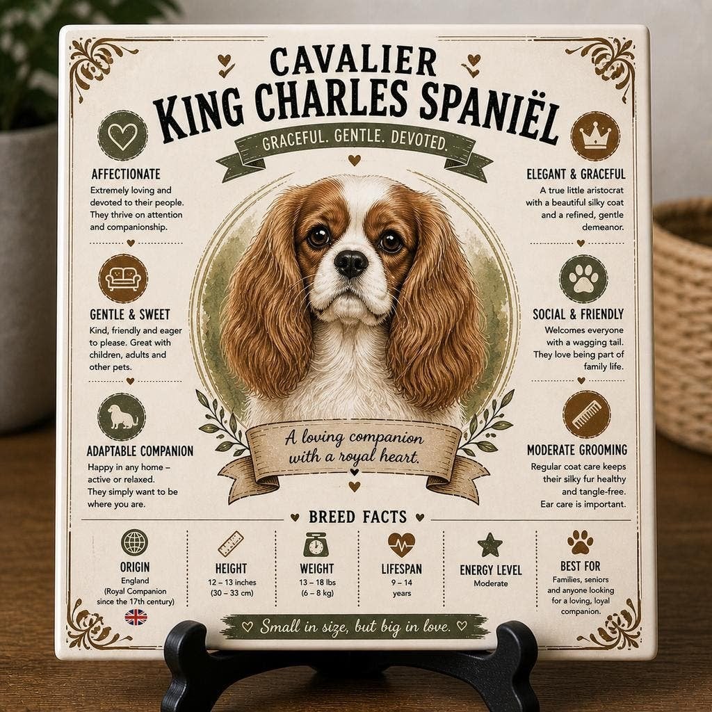 Cavalier King Charles Spaniel - Infographic Tegel, Verzenden, Nieuw