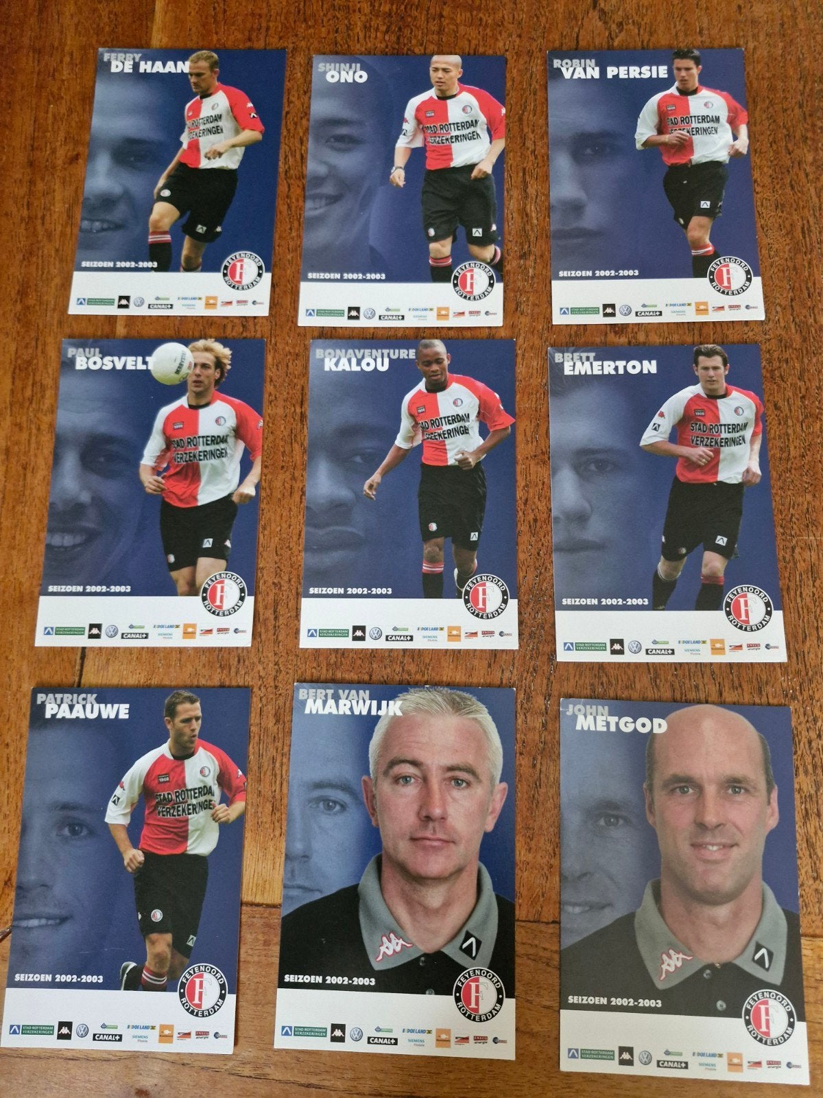 Feyenoord spelerskaarten 2002/2003 - 14 stuks, Verzamelen, Ophalen of Verzenden, Zo goed als nieuw, Feyenoord, Spelerskaart