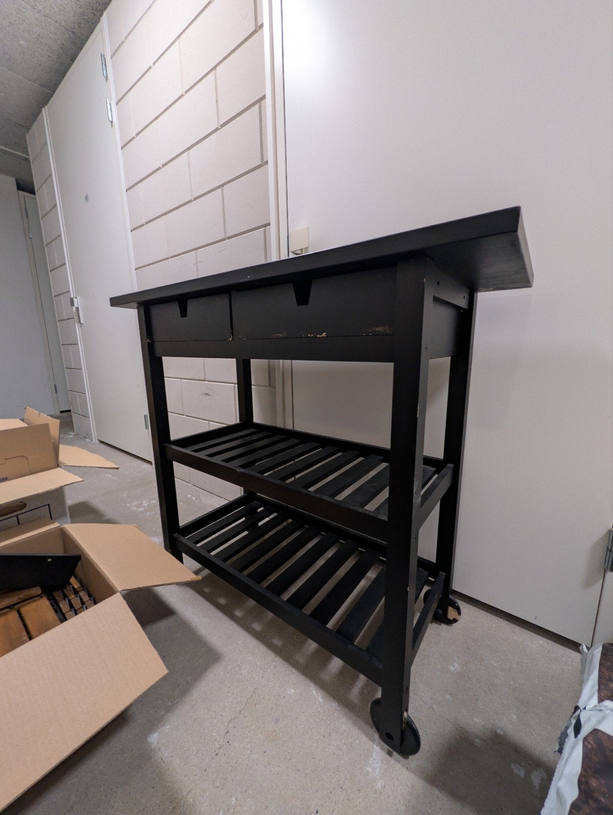 Zwarte Keukentrolley met Lades en Planken Ikea, Huis en Inrichting, Ophalen, Gebruikt, Hout, Keukentrolley