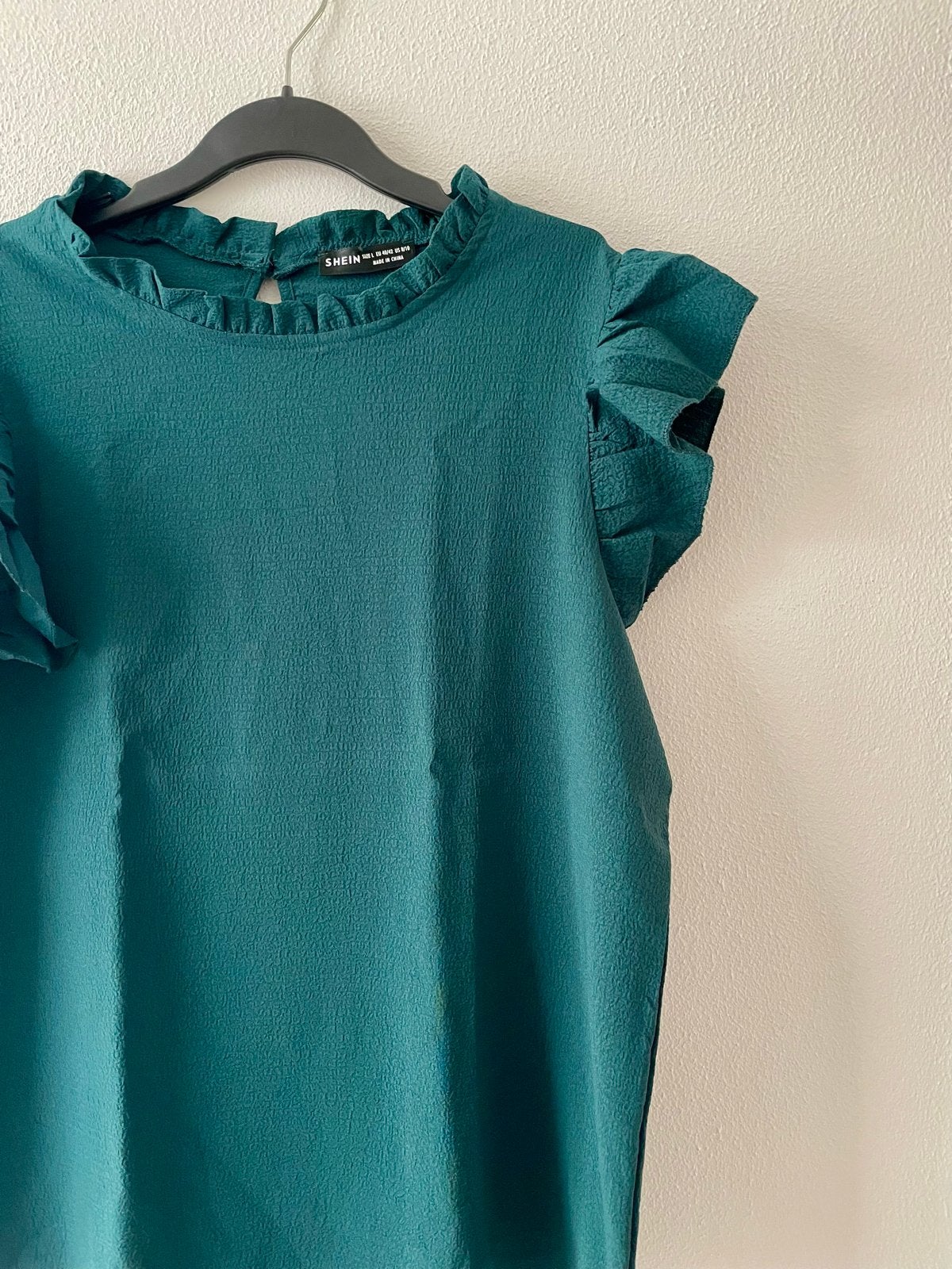 SHEIN Groene Top met Ruches Maat L, Kleding | Dames, Maat 42/44 (L), Ophalen of Verzenden, Zo goed als nieuw, Korte mouw