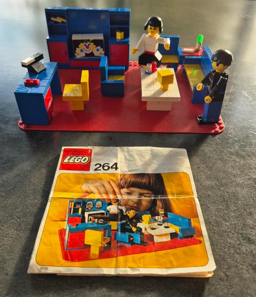 Vintage LEGO 264 Woonkamer met meubels en figuren, Ophalen of Verzenden, Gebruikt, Overige typen