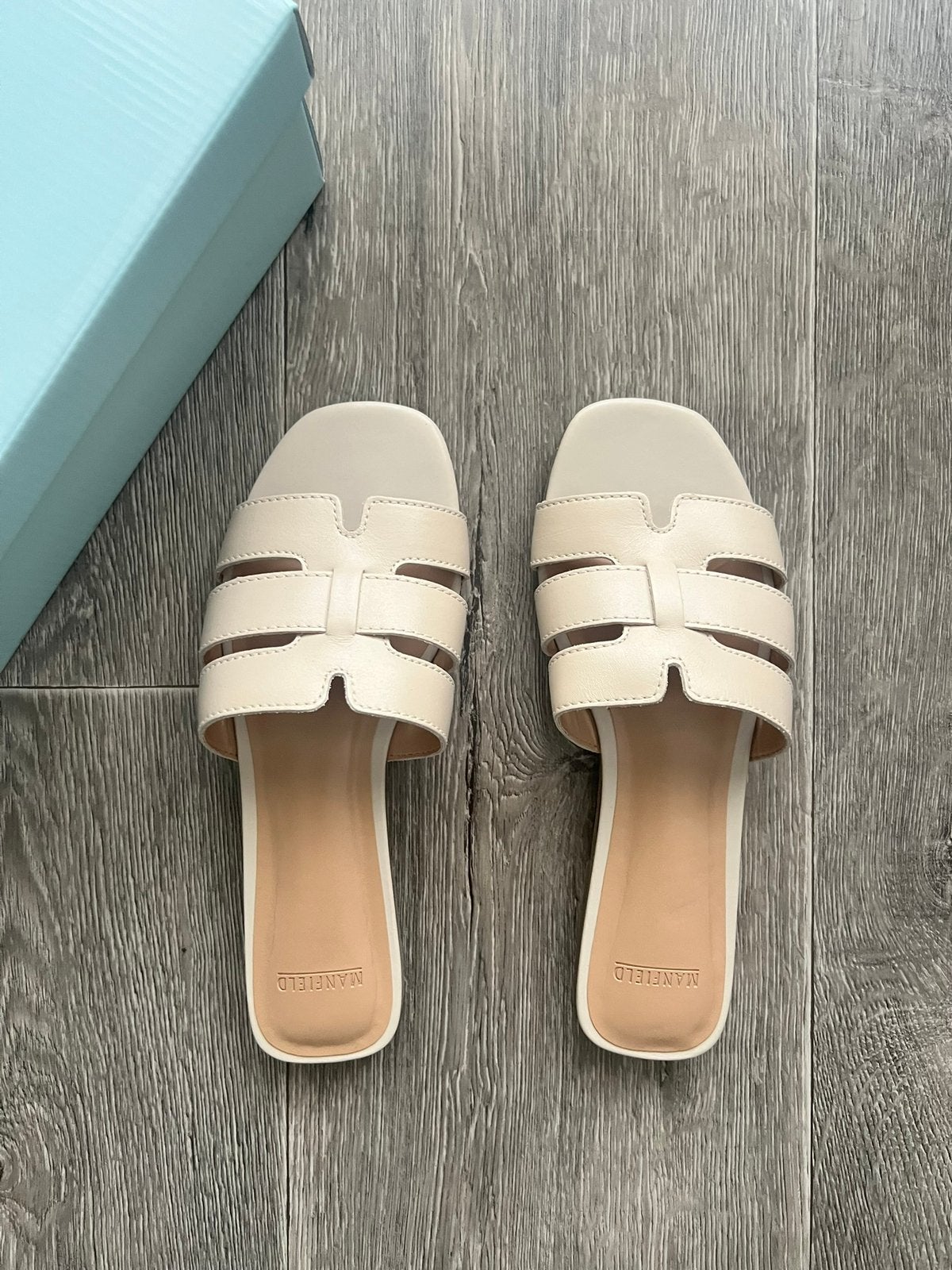 Manfield leren slippers - maat 37, Wit, Nieuw, Ophalen, Slippers