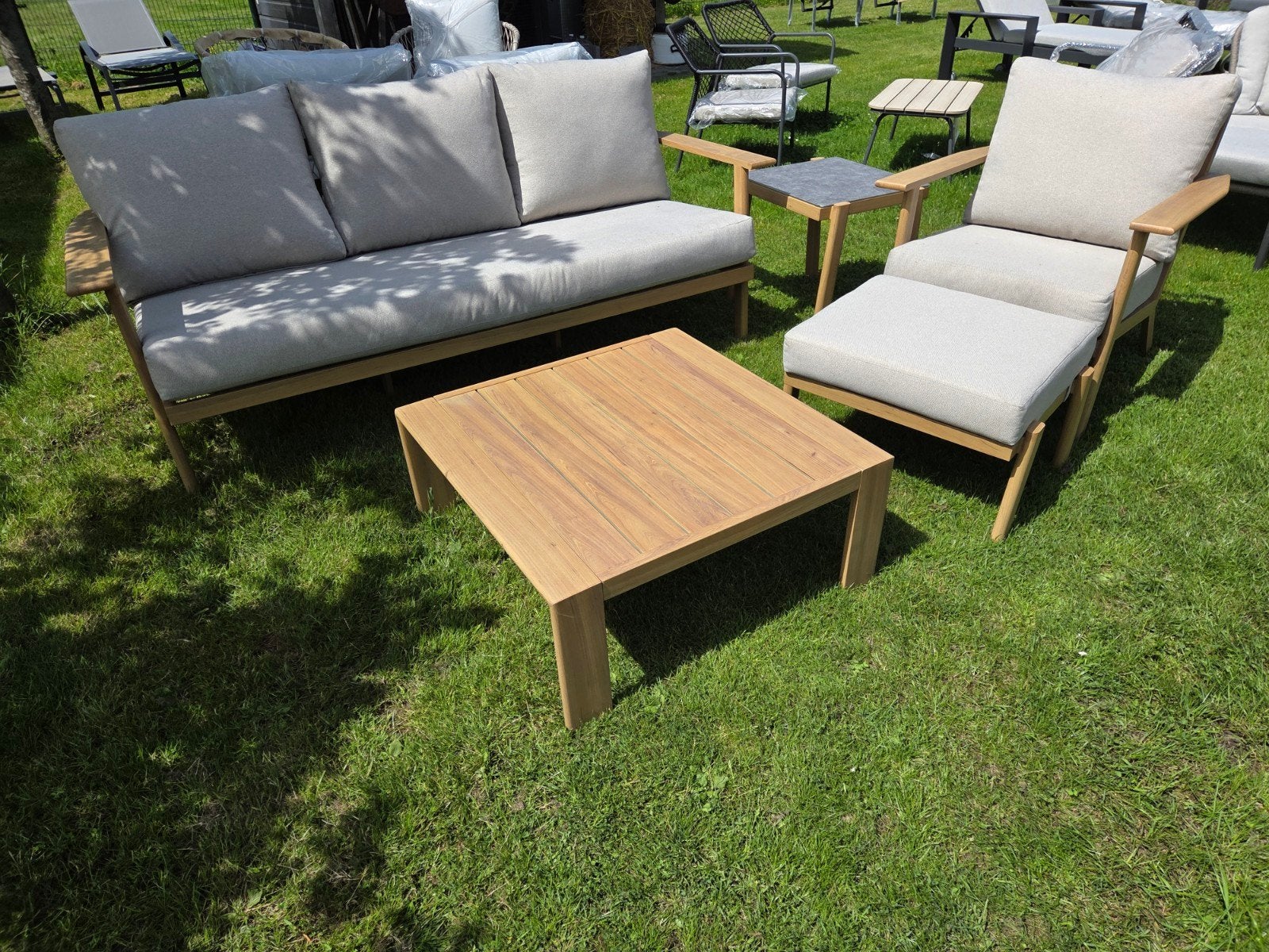 ALUMINIUM ONDERHOUDSVRIJE TUINSET NATUREL TEAKLOOK, Ophalen, Nieuw