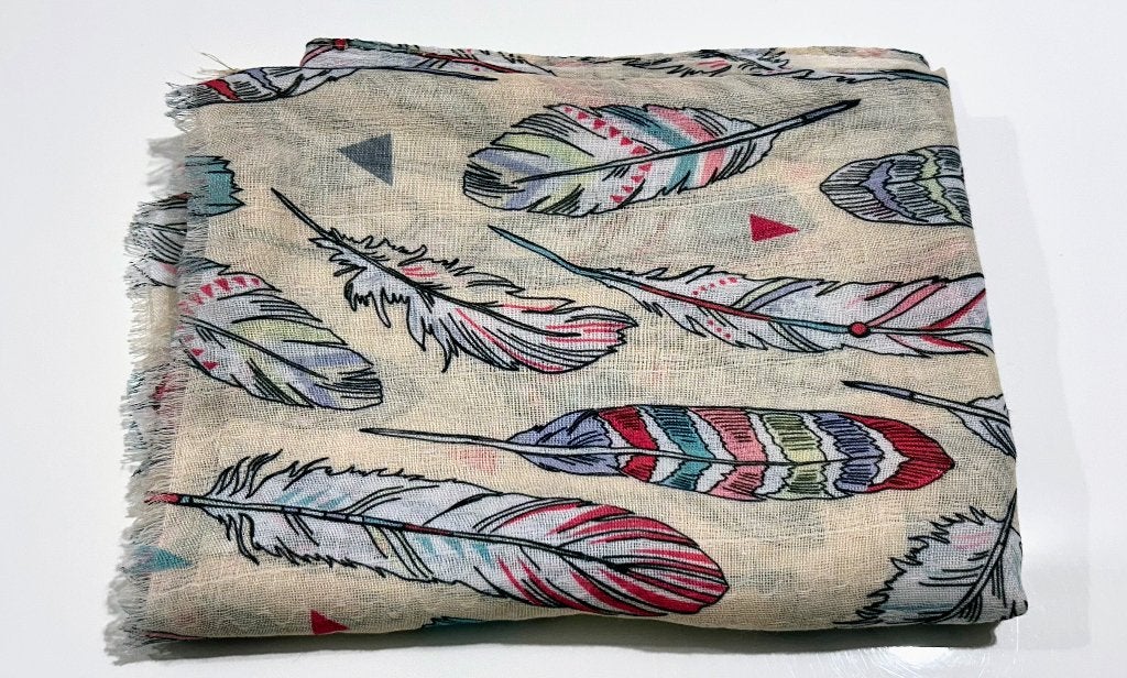 Beige foulard met veren, Kleding | Dames, Mutsen, Sjaals en Handschoenen, Ophalen of Verzenden, Nieuw, Sjaal