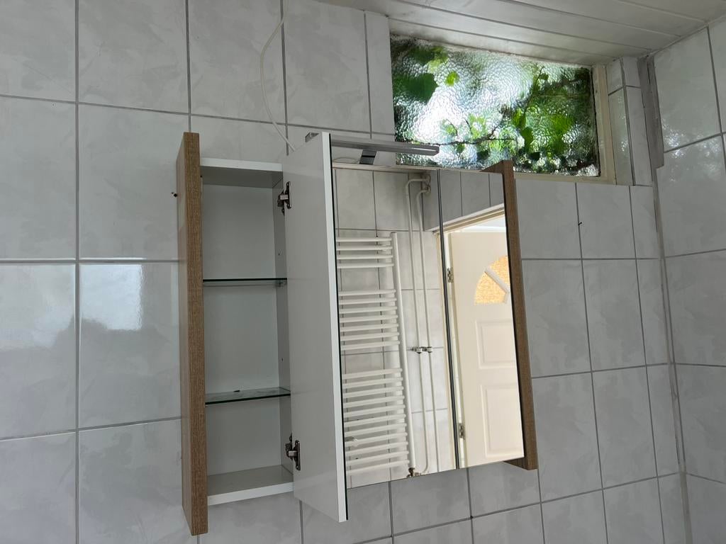 Badkamer kastje met lampje in Leiden, Huis en Inrichting, Badkamer | Badkamermeubels, Ophalen of Verzenden, Zo goed als nieuw