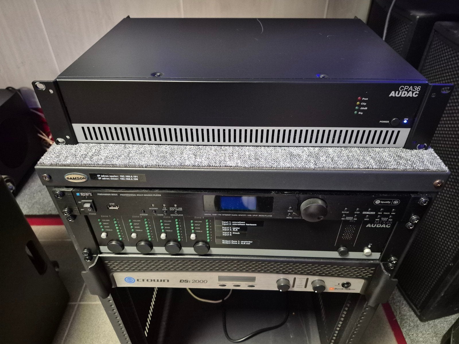 Audac CPA36 100V eindversterker l, Muziek en Instrumenten, Versterkers | Keyboard, Monitor en PA, Ophalen, Gebruikt, Minder dan 500 watt