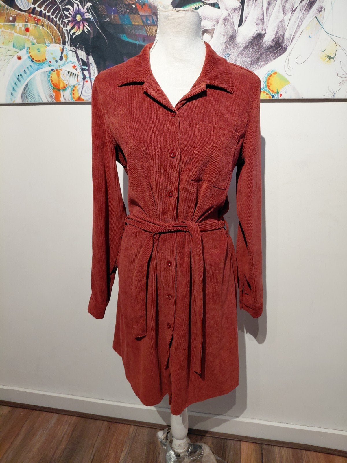 Leuke Costes corduroy jurk maat L, Bruin, Maat 42/44 (L), Ophalen of Verzenden, Zo goed als nieuw
