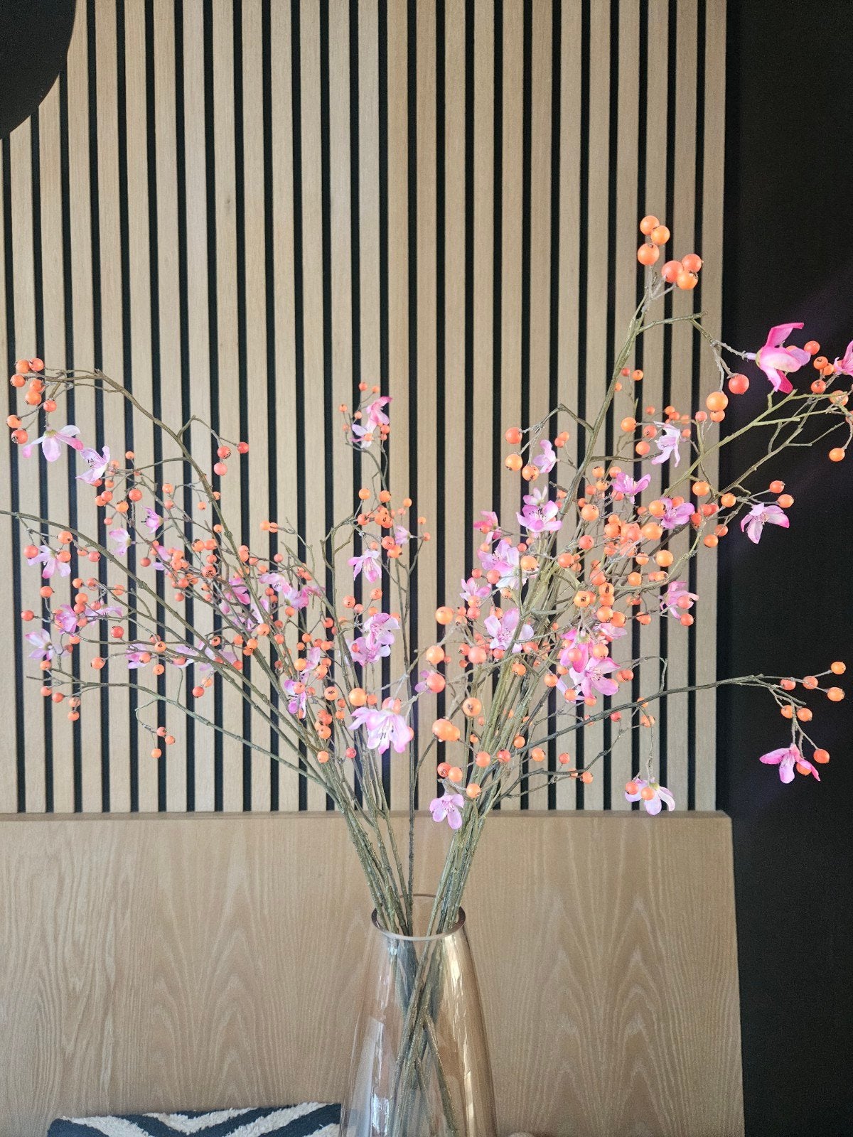 Silk-ka Kunstbloem Rozenbottel Oranje/Roze 92 cm (8 stuks), Huis en Inrichting, Woonaccessoires | Kunstplanten en Kunstbloemen