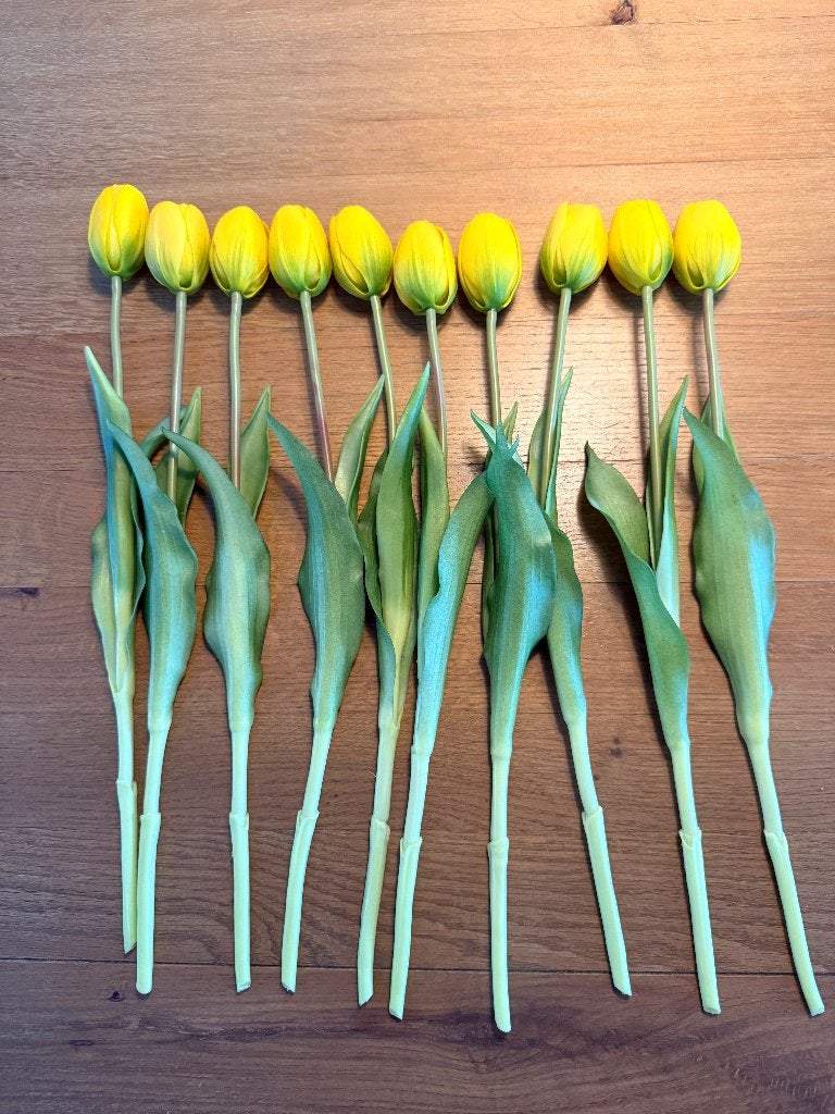 Prachtig Greenmoods Real Touch tulpenboeket (10 stuks) geel, Binnen, 40 cm, Kunstbloem, Ophalen of Verzenden