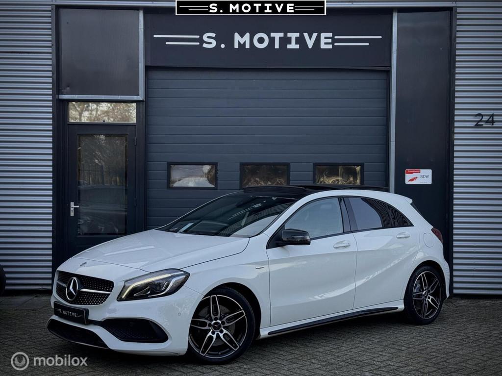 Mercedes A-klasse 250 AMG Pano, Night, Sfeer White Art Editi, Gebruikt, 4 cilinders, 715 kg, Wit