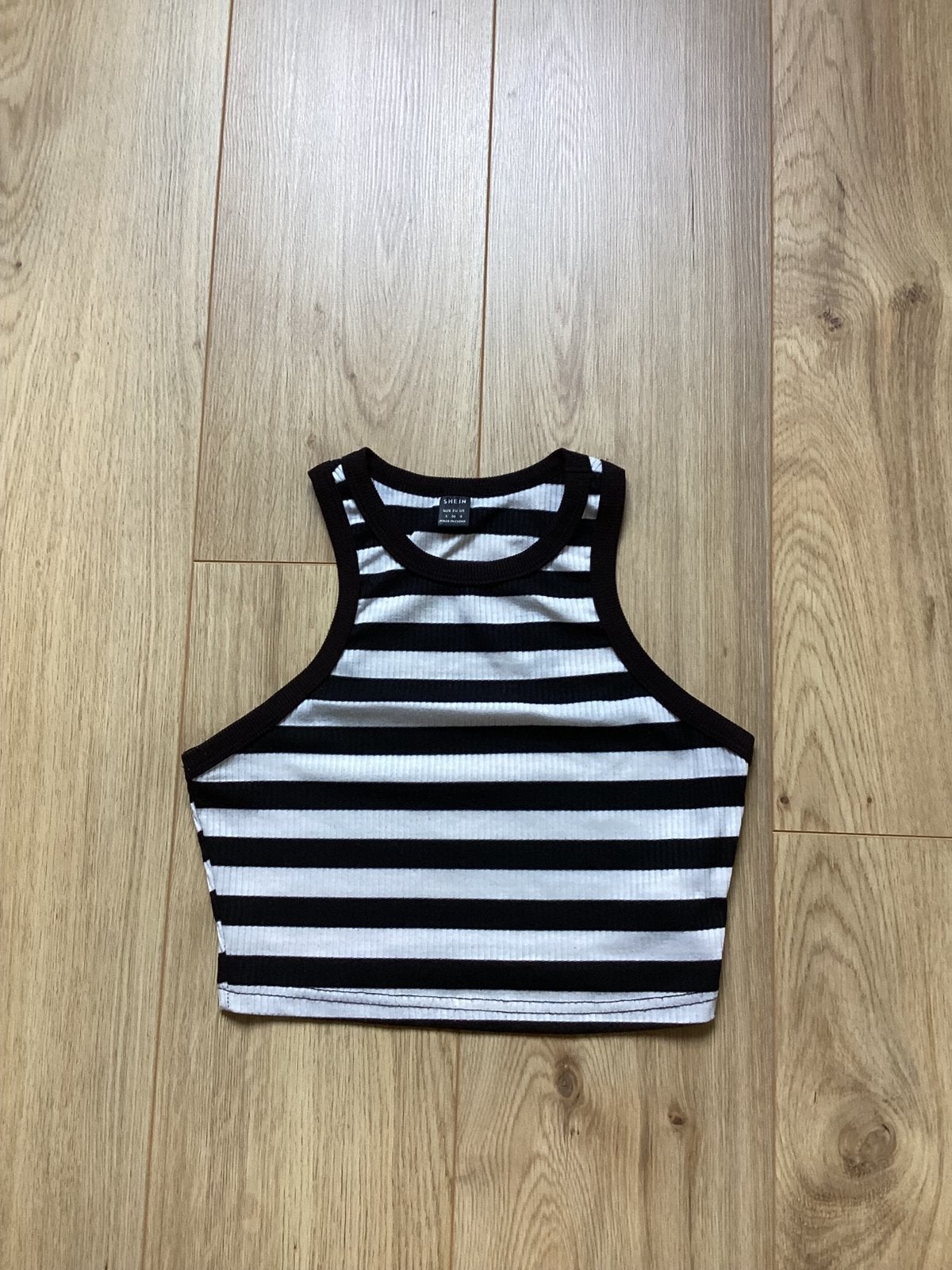 Croptop hemd zwart/wit, Meerkleurig, Ophalen of Verzenden, Zo goed als nieuw, Maat 36 (S)