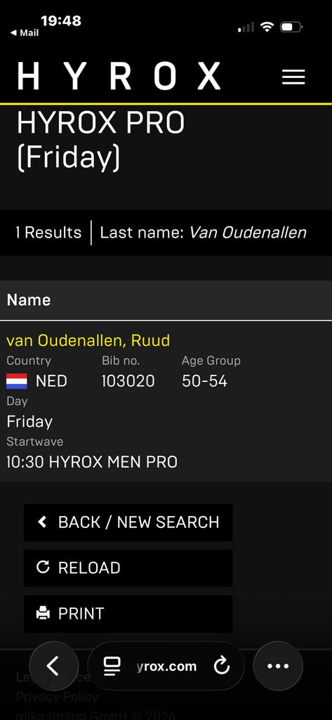 Hyrox Heerenveen men solo PRO vrijdag 10:30u