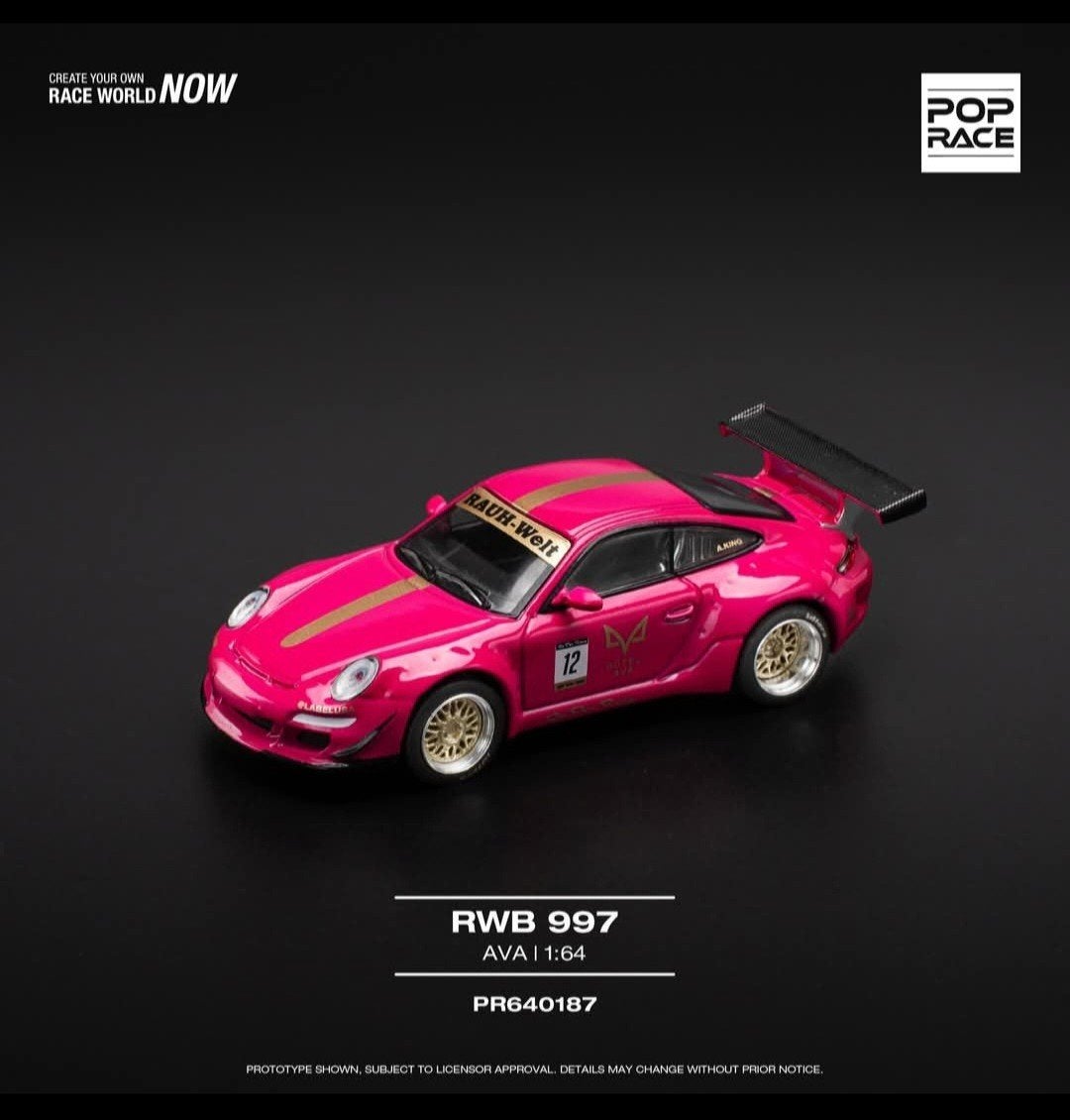 Pop Race – 997 RWB *AVA*, pink, Hobby en Vrije tijd, Mymodelcar@outlook.com, Auto, Ophalen of Verzenden, Pop Race