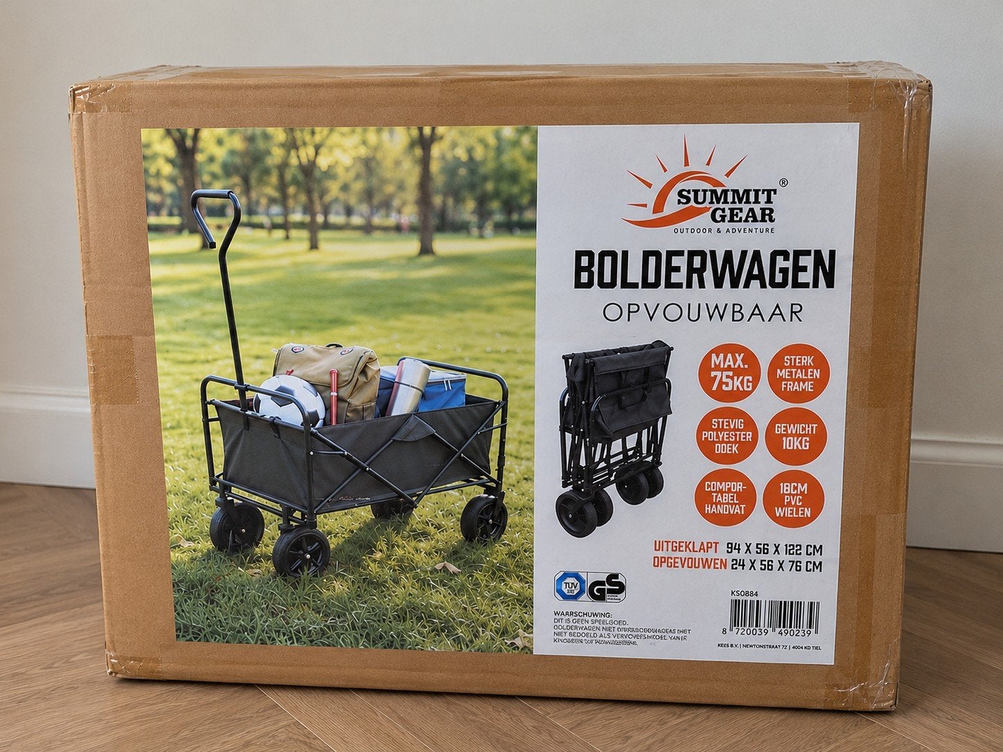 Nieuwe stevige opvouwbare bolderwagen 75kg - in de doos, Ophalen, Opvouwbaar, Nieuw