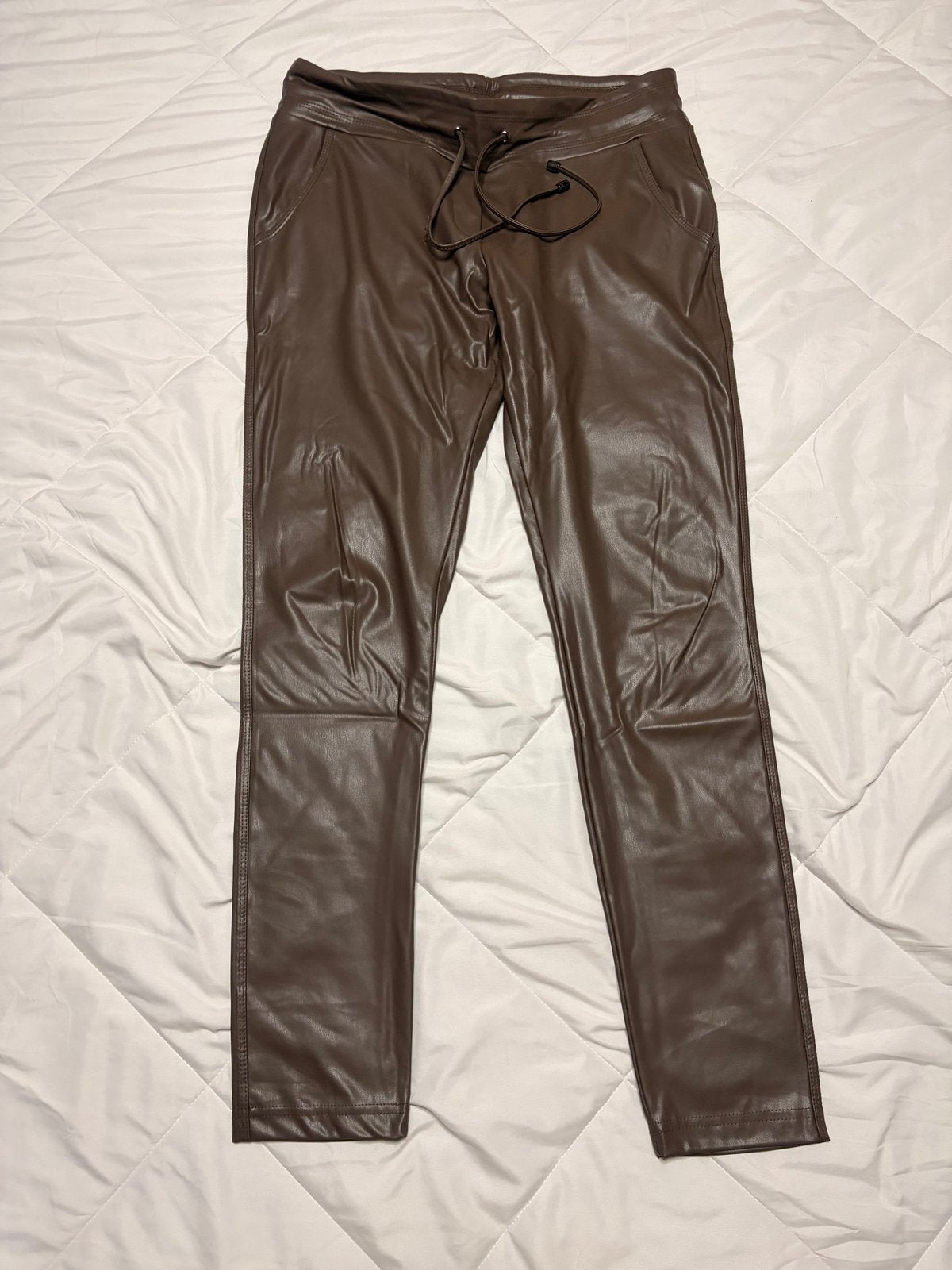 ZIZO Bruine Imitatie Leren Broek Maat 40, Maat 38/40 (M), Bruin, Ophalen of Verzenden, Zo goed als nieuw