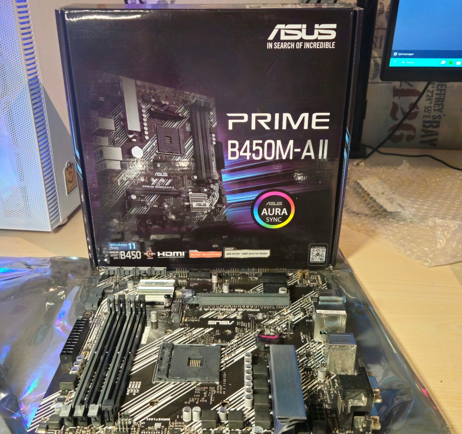 ASUS PRIME B450M- A II Moederbord - AM4 & DDR4, Computers en Software, DDR4, Ophalen of Verzenden, Zo goed als nieuw, Micro-ATX