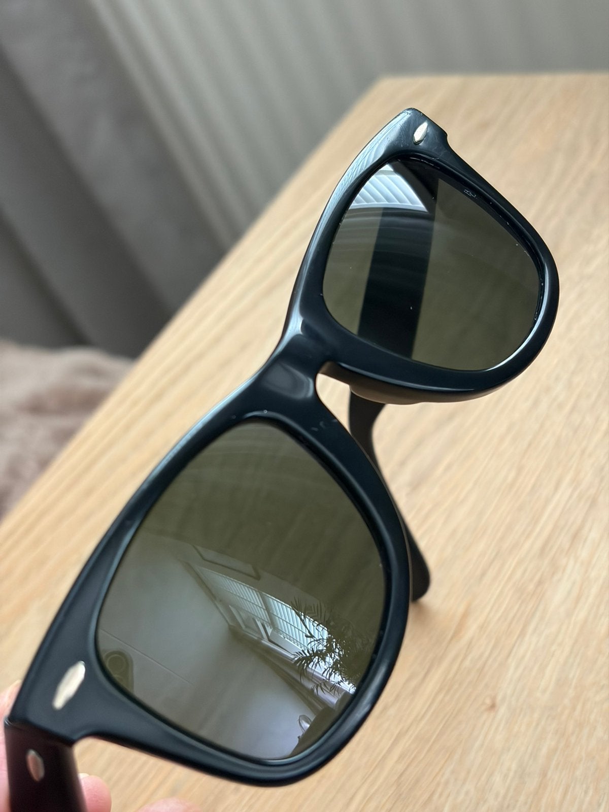 Vintage Ray-Ban Wayfarer Zonnebril B&L 5022 Zwart, Gebruikt, Zonnebril, Zwart, Ophalen of Verzenden