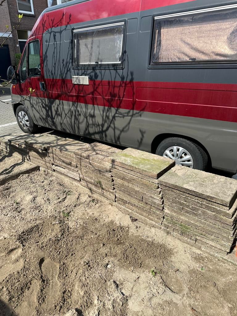 GRATIS: 50 grote terrastegels 40x60 cm, Ophalen, Gebruikt, 10 m² of meer, Beton
